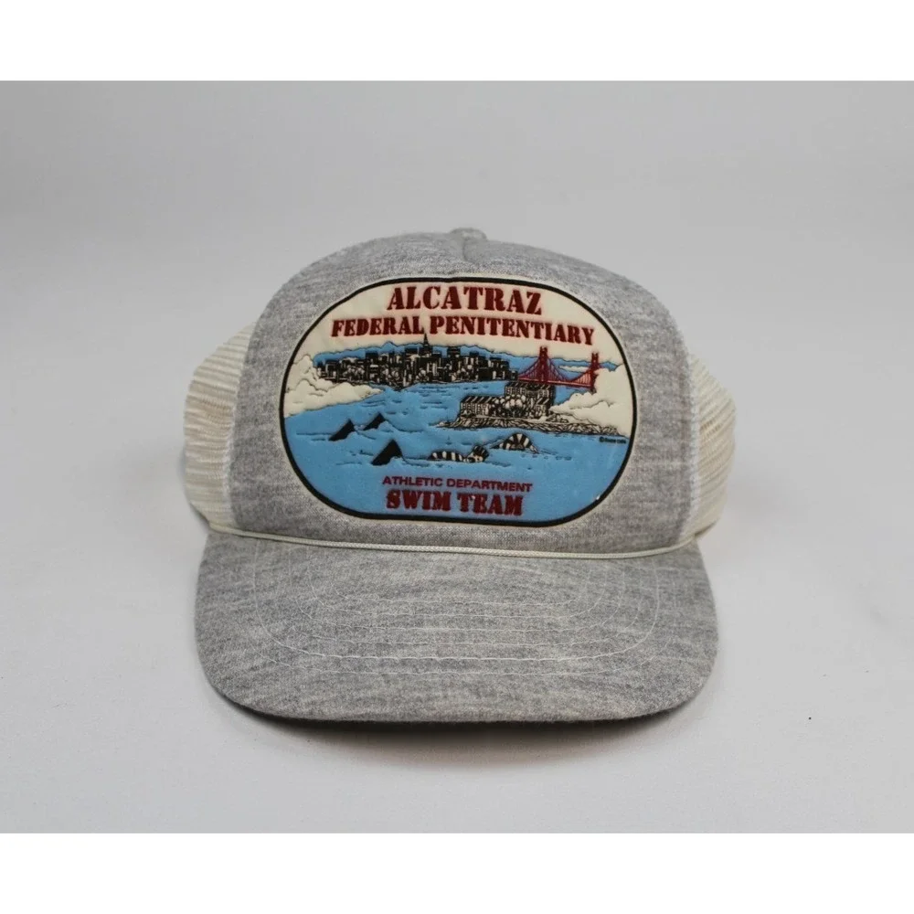 VTG.Alcatraz Federal Penitentiary Swim Team Trucker Baseball Cap Hat Adjustable